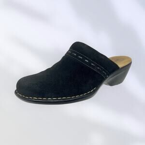 Softspots Mule Clogs Black Suede Comfort Shoes Womens 9 Wide 00.1=I.10.9
